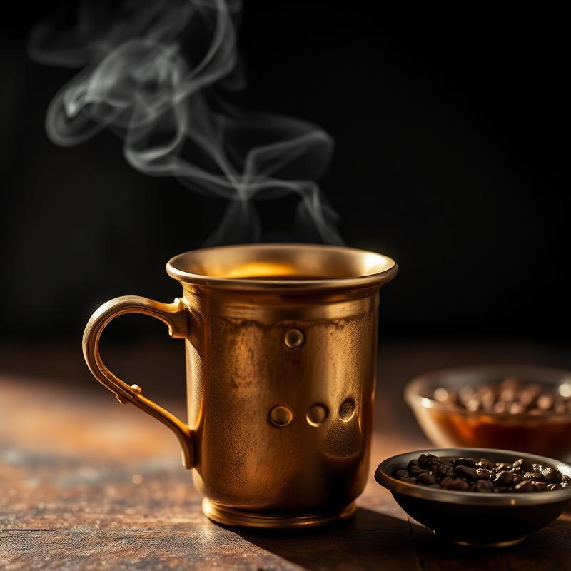 South Indian filter coffee steaming in a brass tumbler